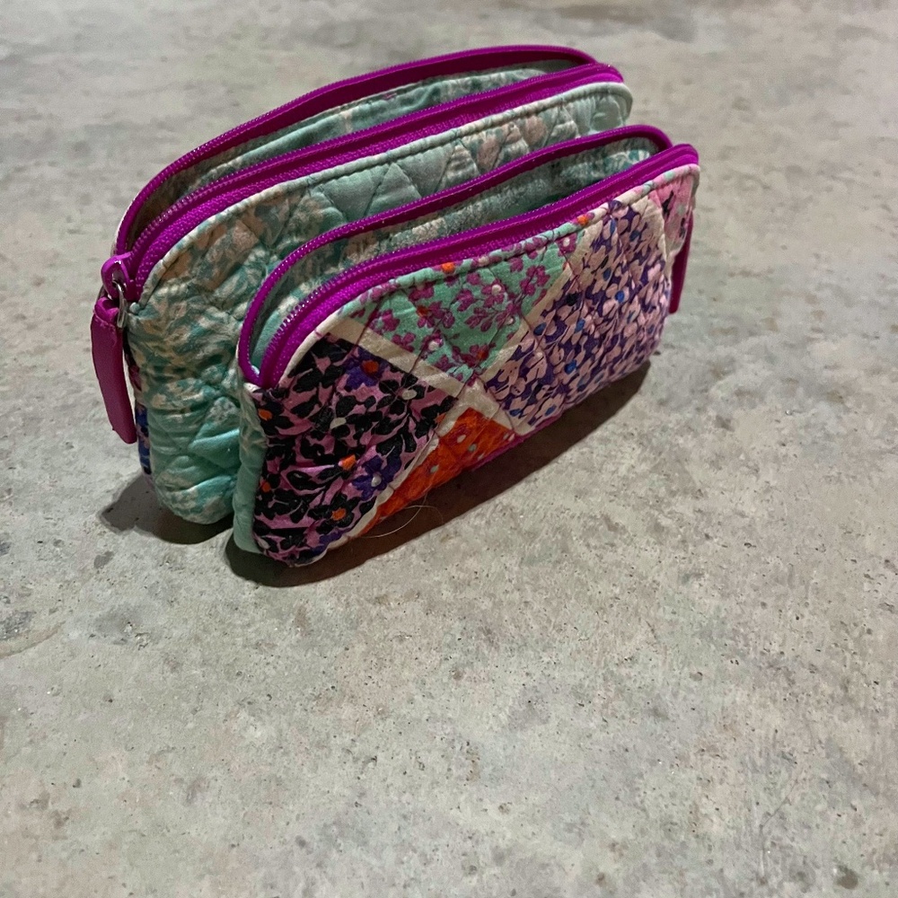 Vera bradley double zip cosmetic bag colorblock (used)